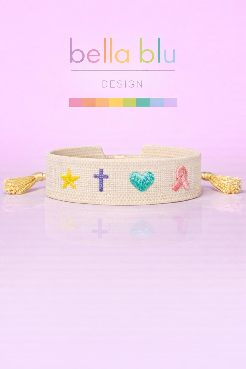 Paige widget and beige woven adjustable bracelet