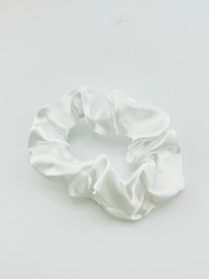 white charmeuse scrunchies