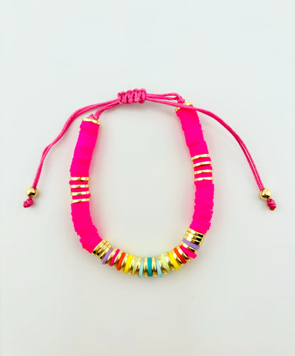 Maya pink bracelet in clay beads and gold filled