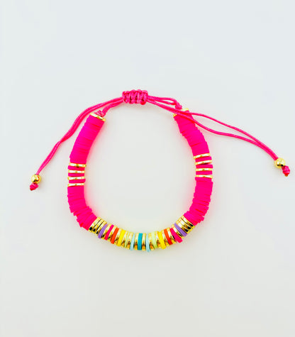 Maya pink bracelet in clay beads and gold filled