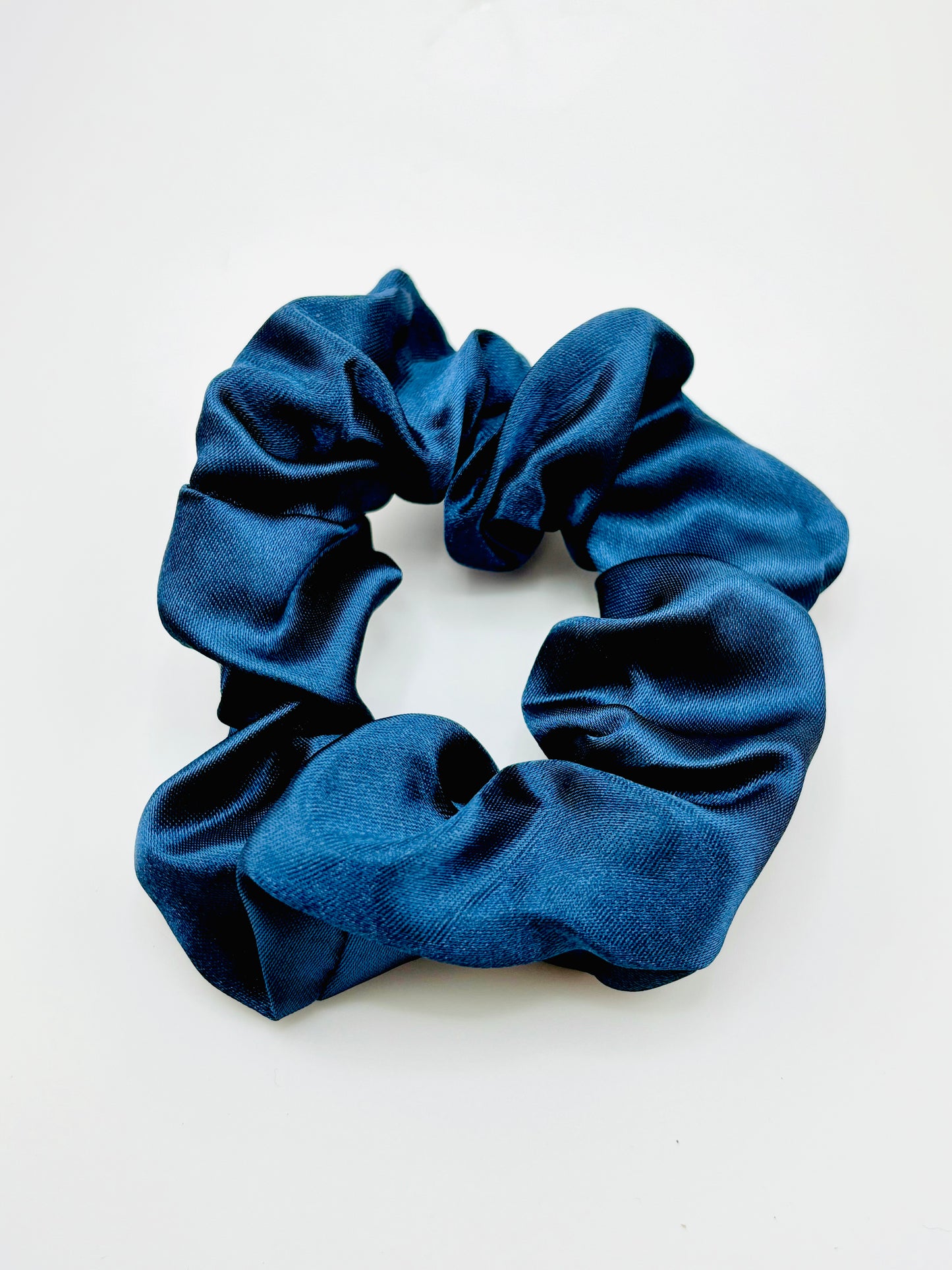 Navy charmeuse scrunchies