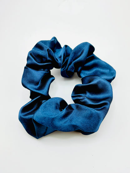 Navy charmeuse scrunchies