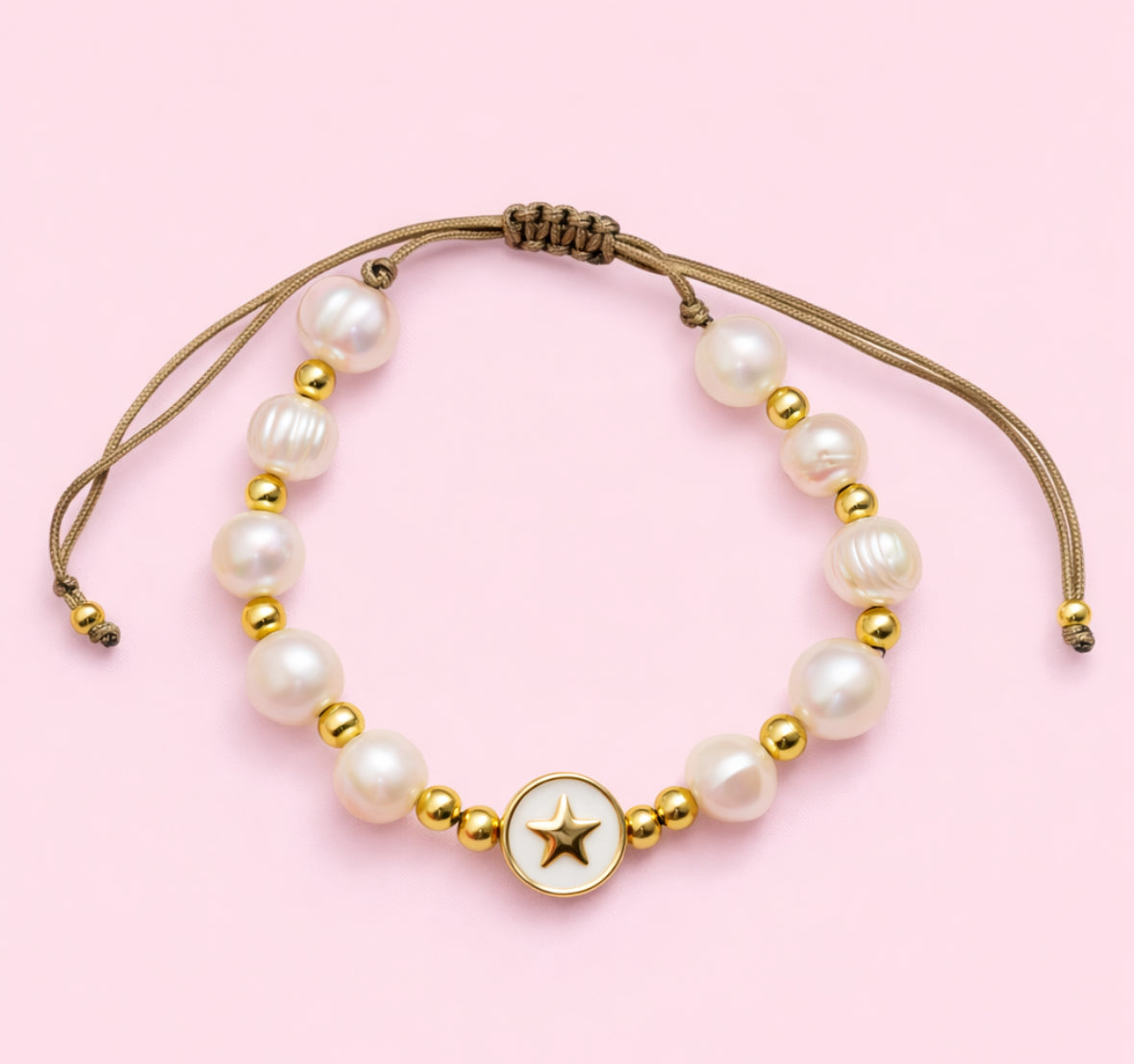 Arabella 18k gold filled & Real fresh water pearl adjustable bracelet