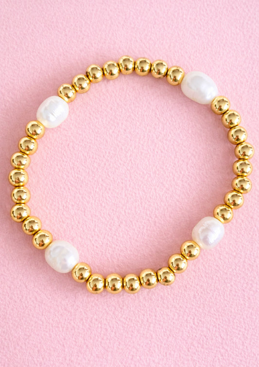 Shiloh 18k gold filled & real fresh water pearls bracelet