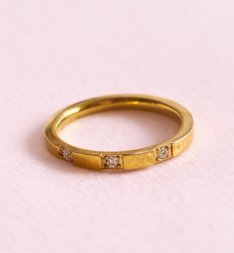 Maple stainless steel, cubic zirconia water proof ring