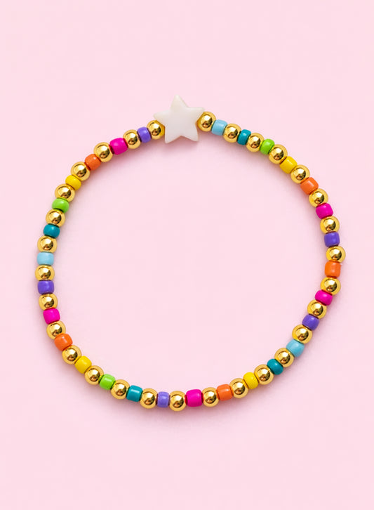 Manuela 18k gold filled & mother of pearl star colorful bracelet