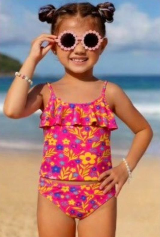 April 2 Piece Macrame Back Kids Swimwear Girls Boho Swimsuit Bella Blu Design