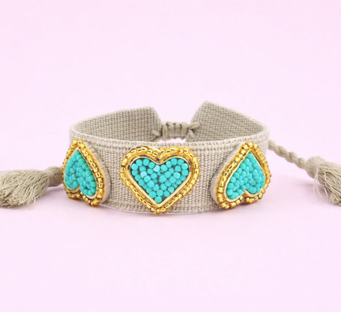 Kesha turquoise beaded heart adjustable bracelet