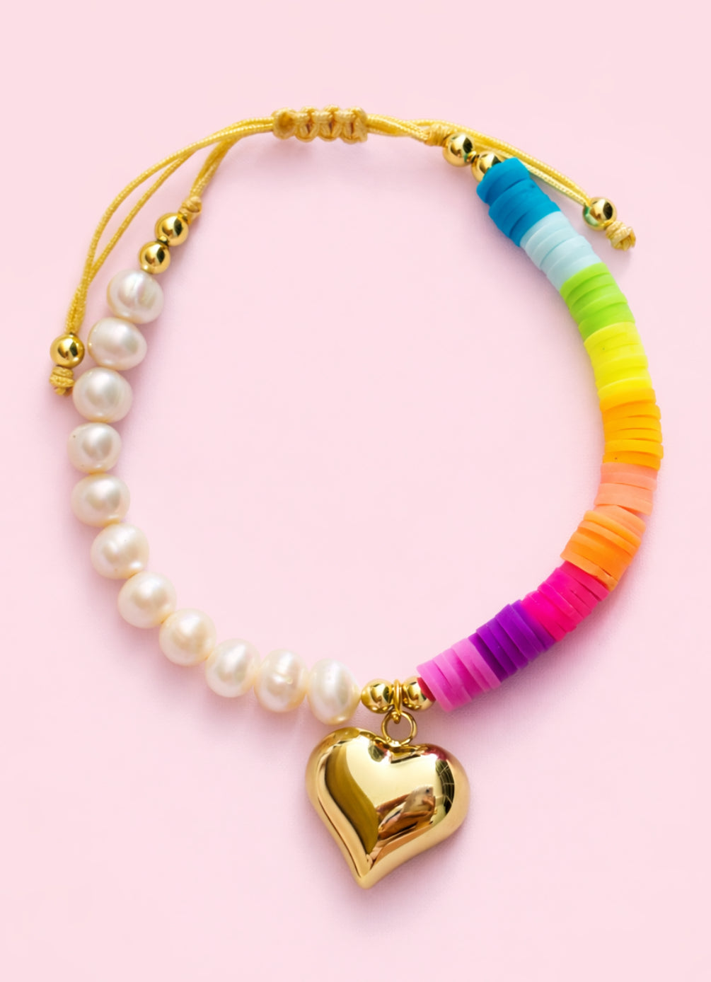 Arialena 18k gold filled and Real fresh water pearl colorful bracelet