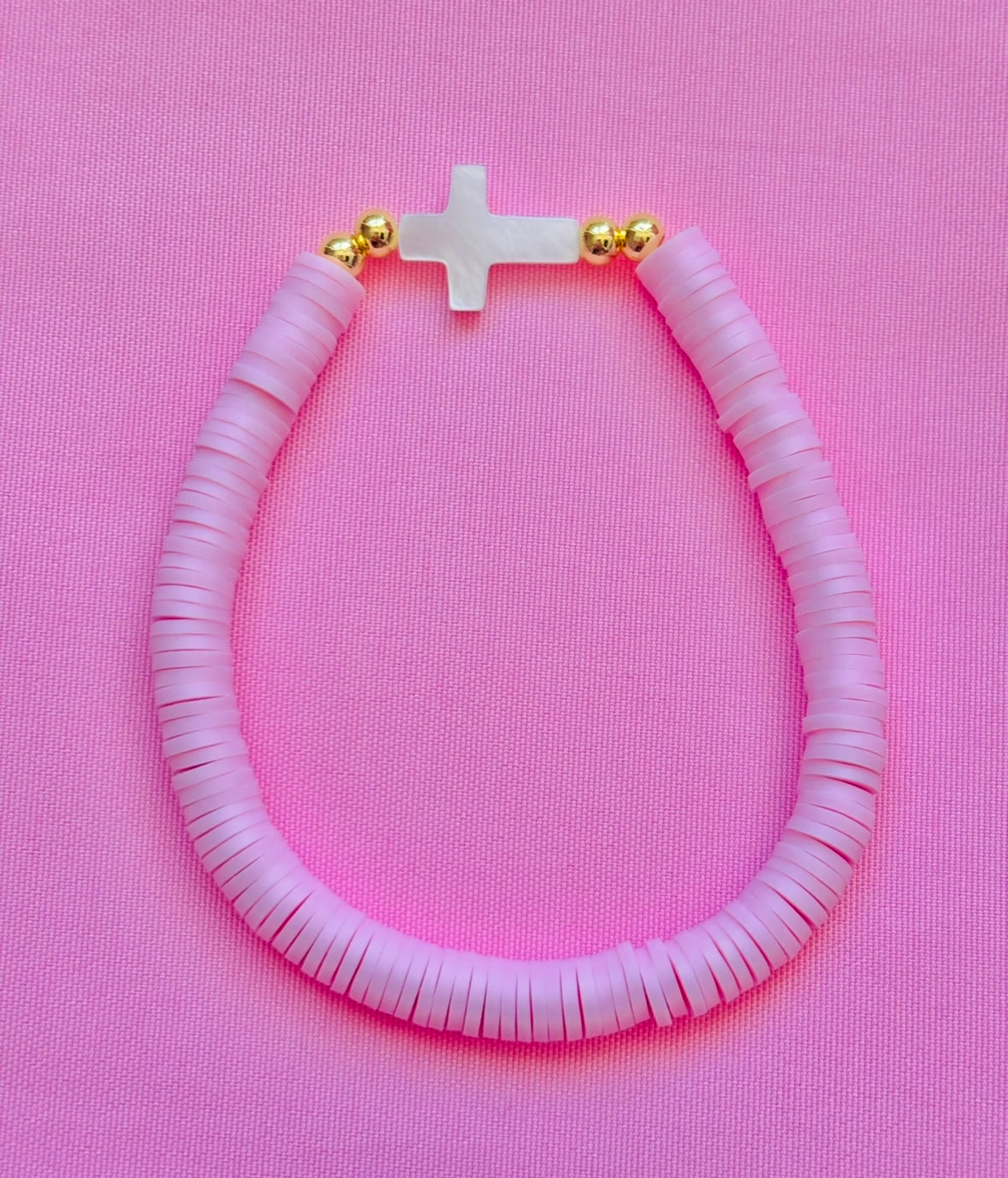 Esther gold filled, mother of pearl  cross bracelet