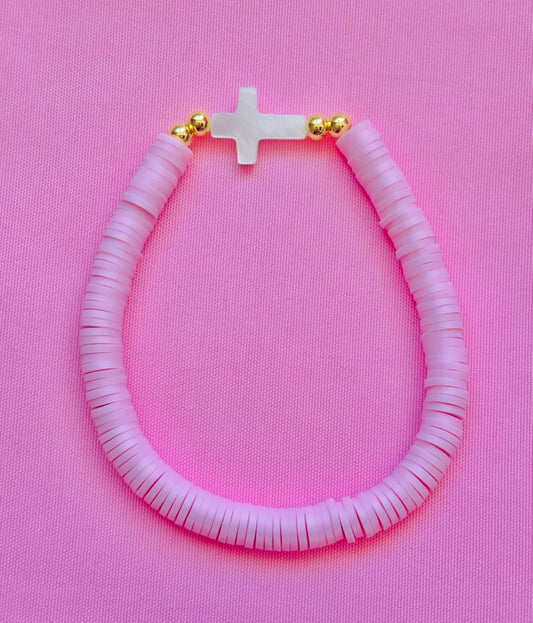 Esther gold filled, mother of pearl  cross bracelet