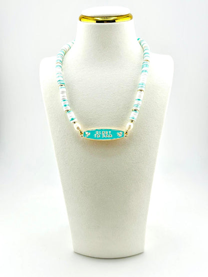 Glory to God worship necklace in 18K gold filled with freshwater pearls, Bella Blu Design