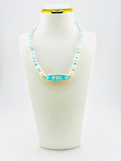 Glory to God worship necklace in 18K gold filled with freshwater pearls, Bella Blu Design