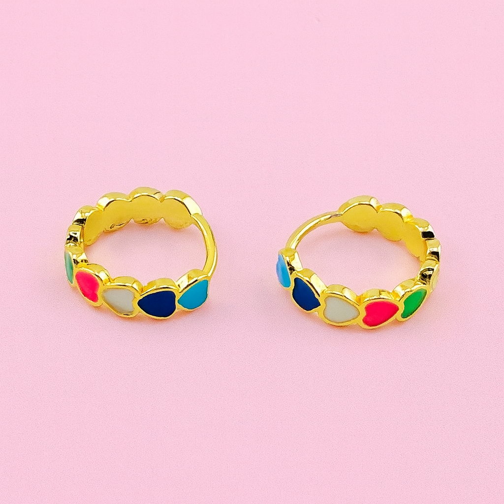 "Heart shaped 18K gold filled earrings in multiple vibrant colors – Bella Blu Design"
