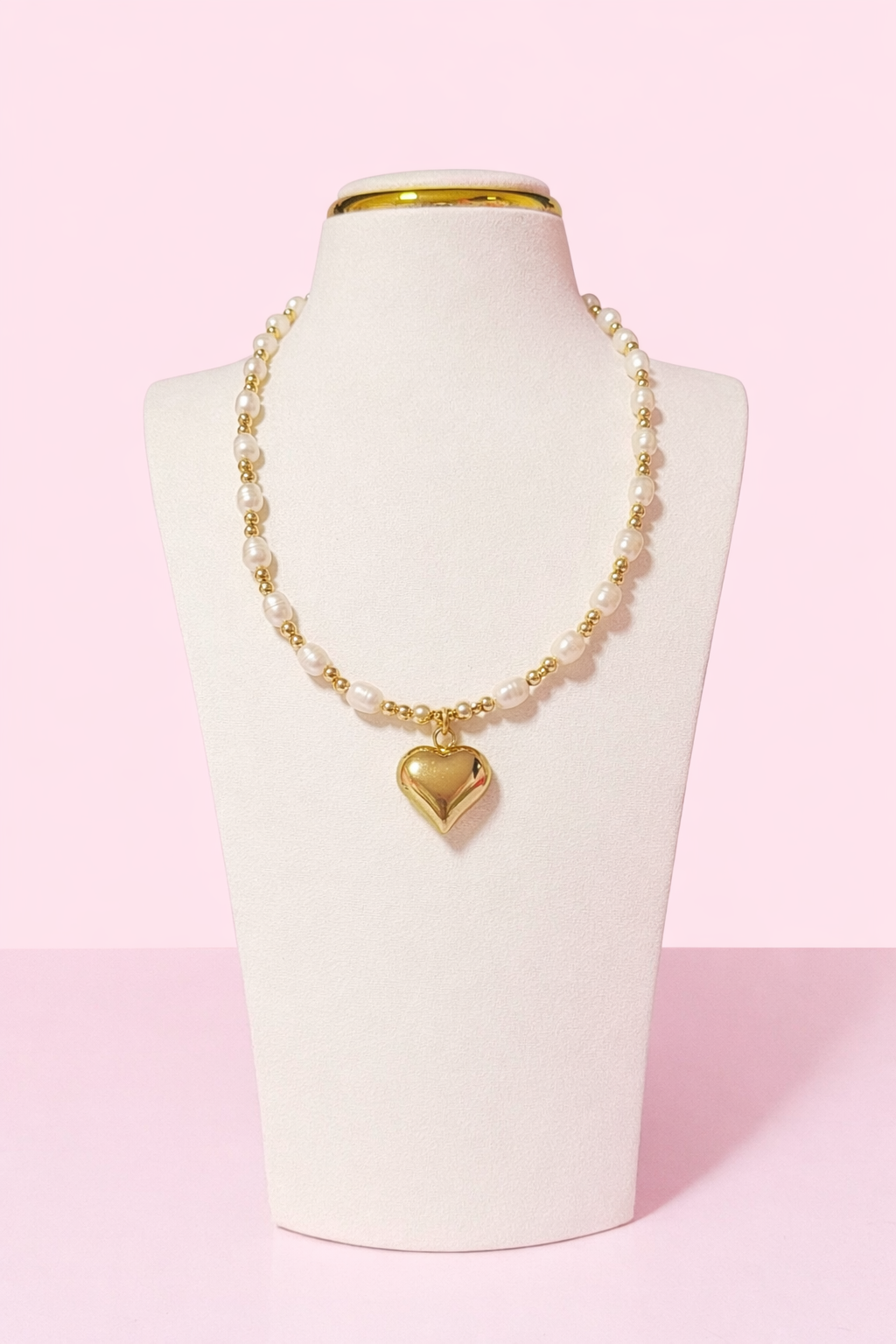 Emberly 18k gold filled real freshwater pearl heart necklace women Bella Blu