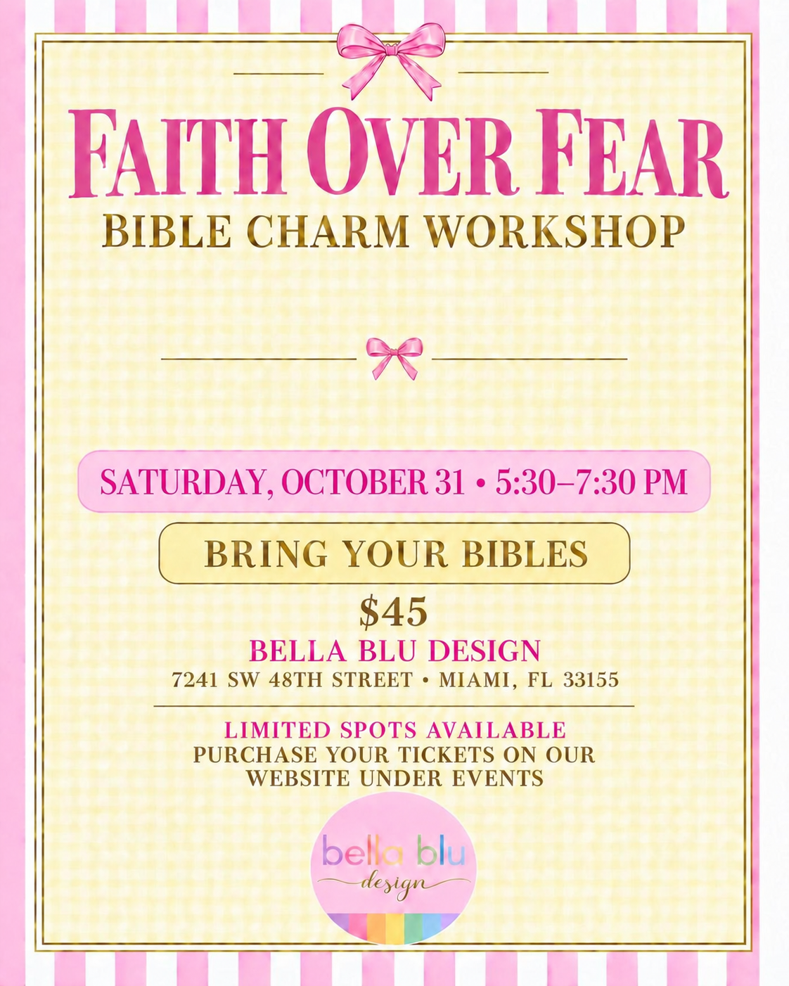 Faith Over Fear: Bible Charm Workshop 💕📖 October 31st