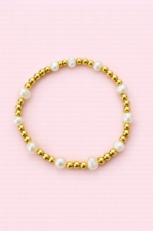 Elyse 18k gold filled & Real fresh water pearl bracelet