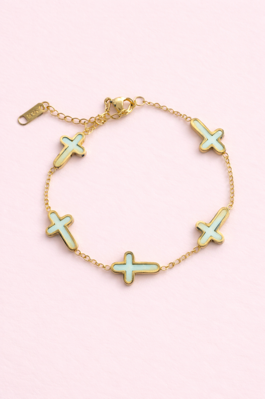 Grace 18k gold filled and mother of pearl adjustable bracelet