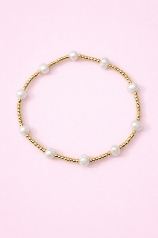 Yanet 18k gold filled and Real fresh water pearl bracelet