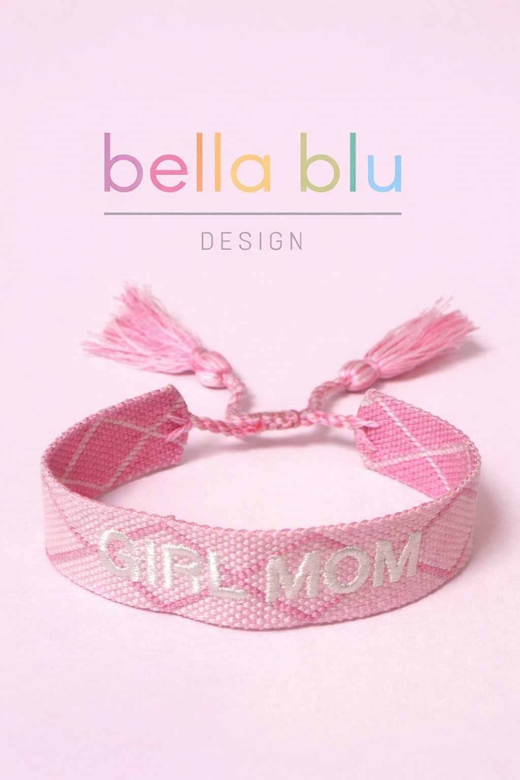 Girl mom pink woven adjustable bracelet