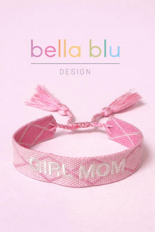 Girl mom pink woven adjustable bracelet