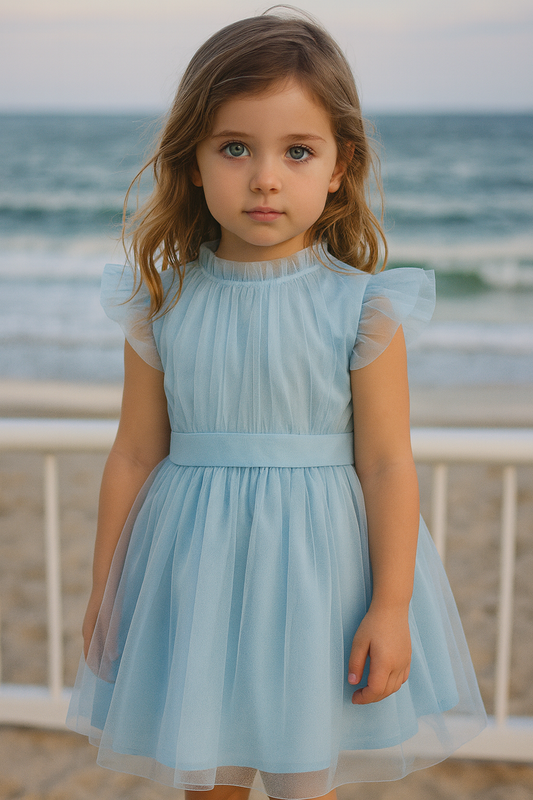 Indigo tulle dress for little girls
