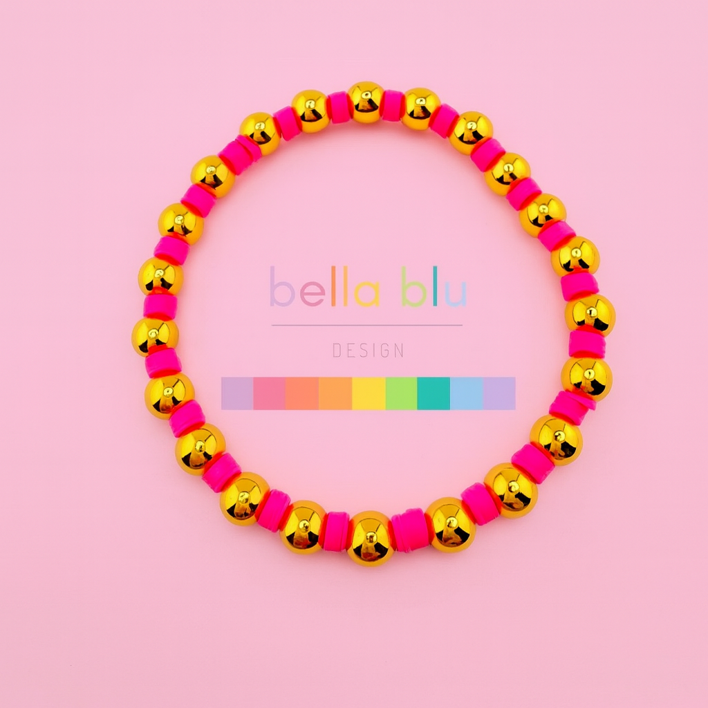 Victoria hot pink and gold filled bracelet