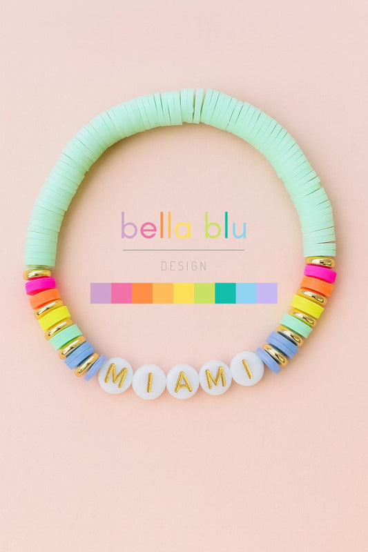 Miami mint green gold filled colorful bracelet