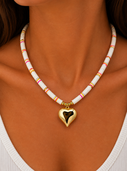 Tabitha gorgeous heishi 18k gold filled necklace