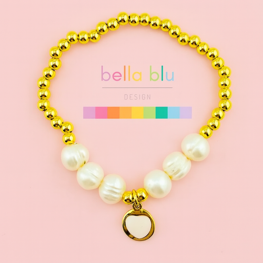 Theodora 18k gold filled elastic bracelet with fresh water pearls