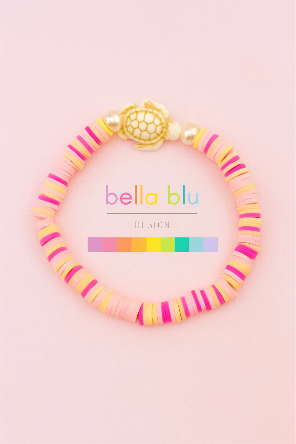 Michaela pink hues bracelet with sea turtle