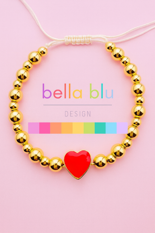 Samantha red and 18k gold filled elastic bracelet