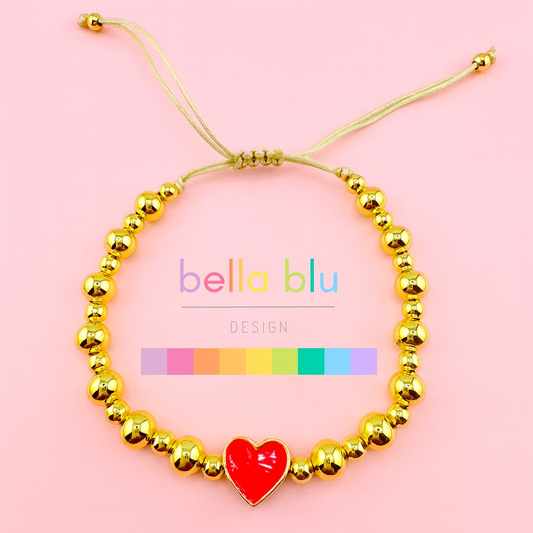 Samantha gold filled bracelet with a hot pink heart