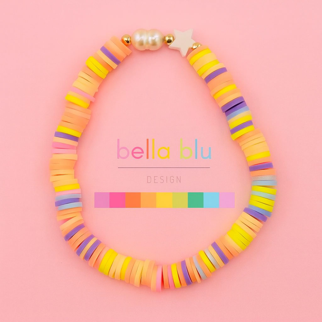 Vanessa multicolor clay beaded fresh water pearl and 18k gold filled bracelet