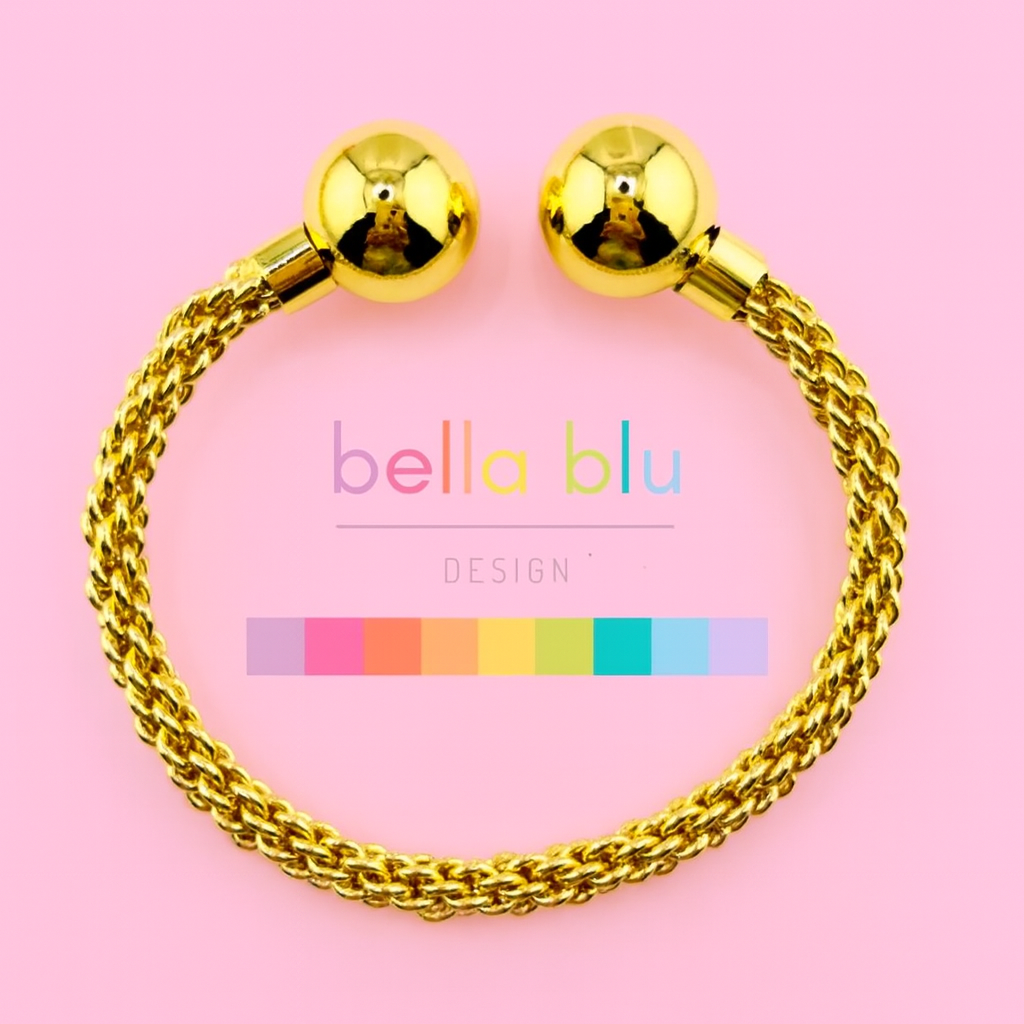 Rachel 18k gold filled braided bangle bracelet