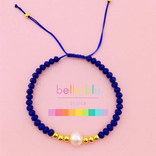 Hanna navy gold filled fresh water bracelet