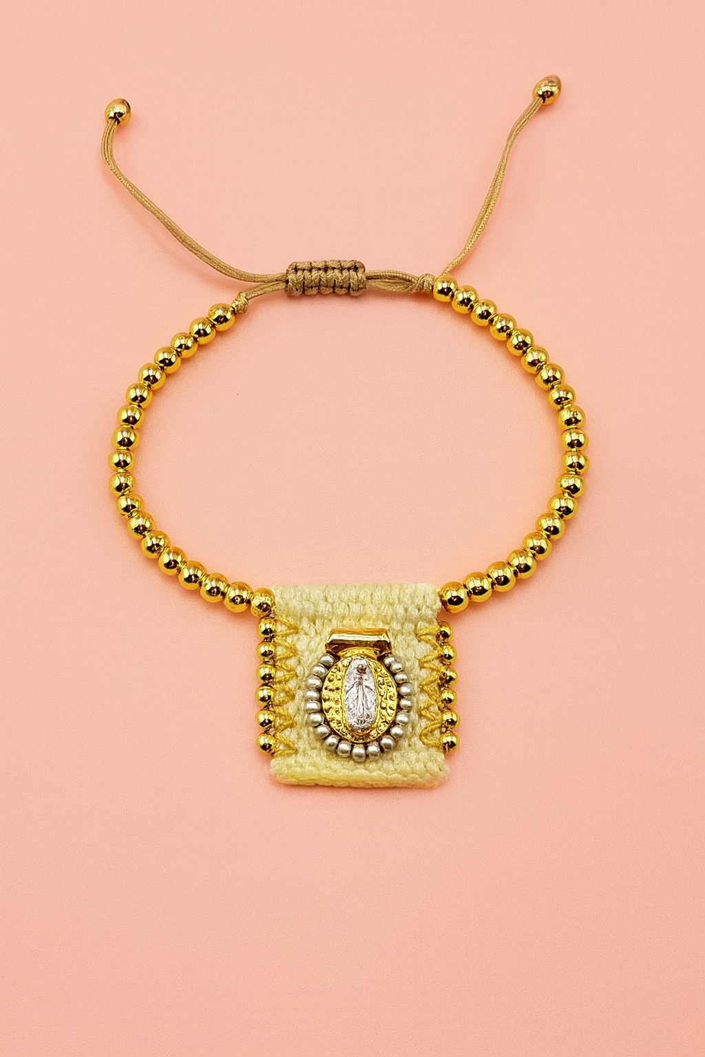 Saint benedict woven 18k gold filled bracelet