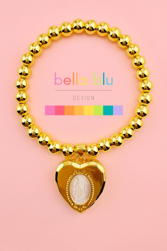Our lady of Guadalupe locket bracelet in 18k gold filled