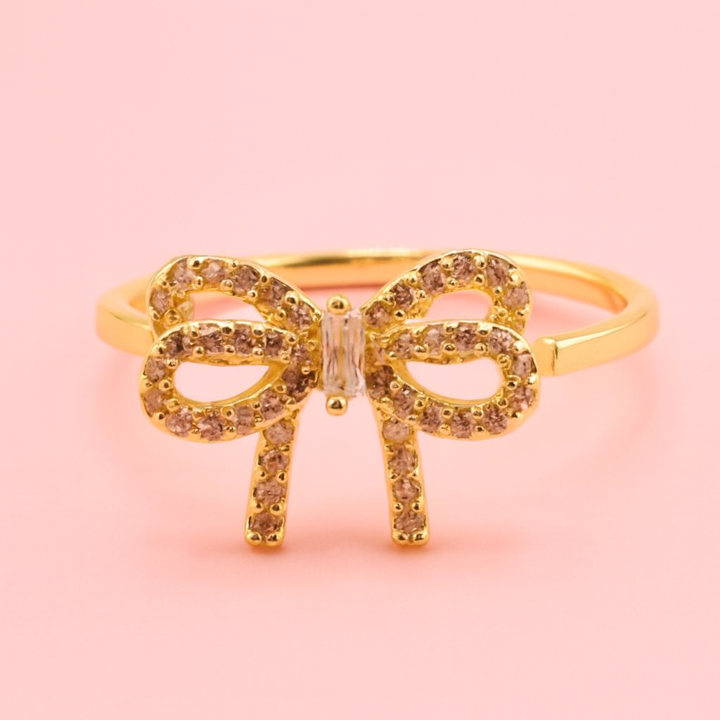 Coquette 18k gold filled ring with rhinestones
