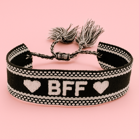 Black and white BFF woven bracelet