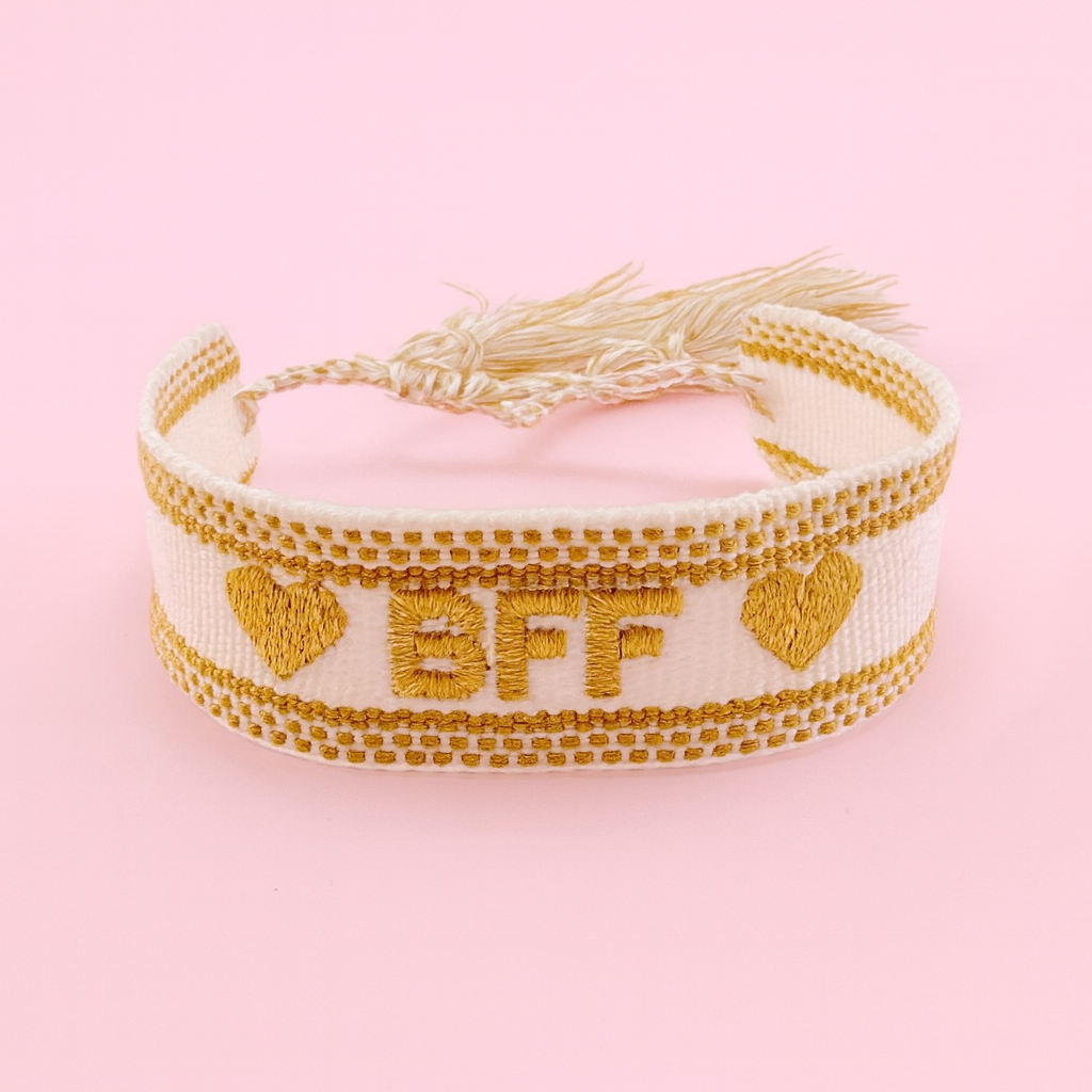 BFF gold and white woven bracelet