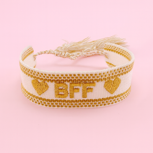 BFF gold and white woven bracelet