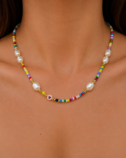 Zoe multi colored faux pearl necklace