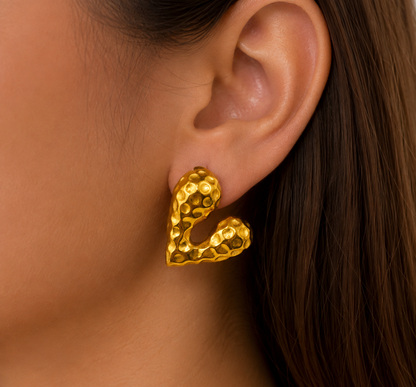 Lydia Hammered Heart Gold Filled Earrings