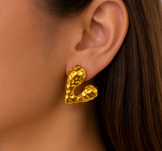 Lydia Hammered Heart Gold Filled Earrings
