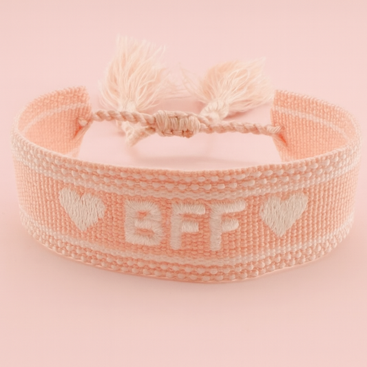 BFF coral and cream woven bracelet