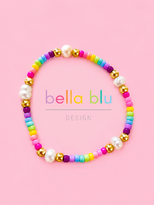 Amariah colorful & 18k gold filled, Real fresh water pearl bracelet