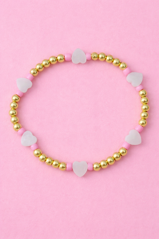 Dahlia Mother of pearl & 18k gold filled heart Bracelet