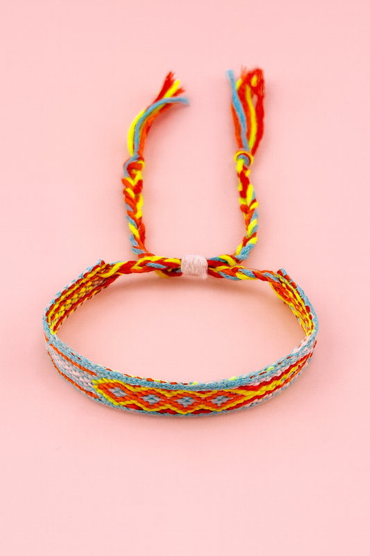 Bassie Multicolored vibrant adjustable woven bracelet