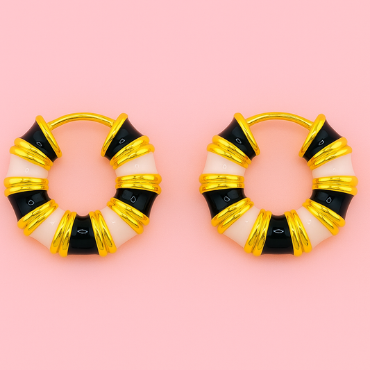 Taya black and 18k gold filled hoop earrings